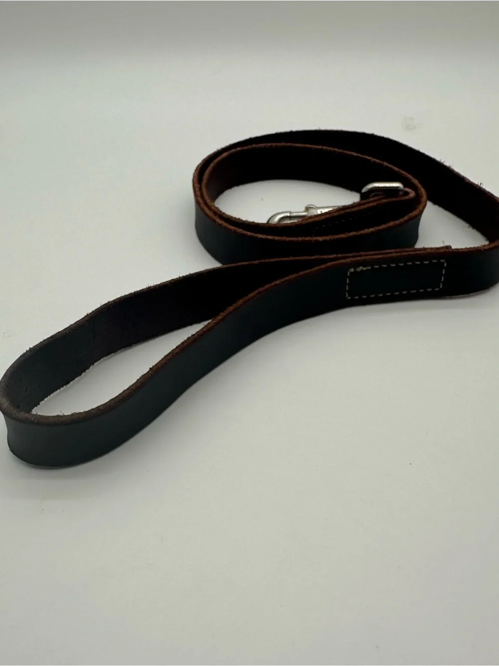 Circle T Brown Leather Dog Leash with Silver Tone Hardware